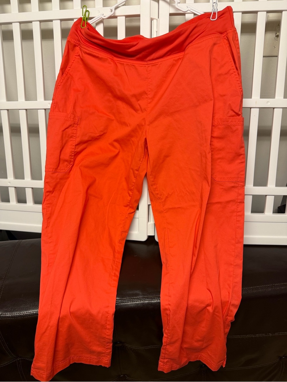 Women's Orange Scrub Pants with Side Pockets